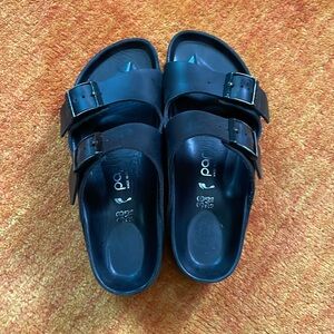 Arizona platform – Birkenstock – black leather – sandals
